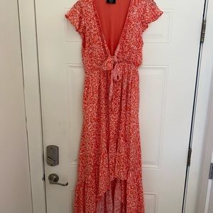 Hi-lo ruffle detail dress